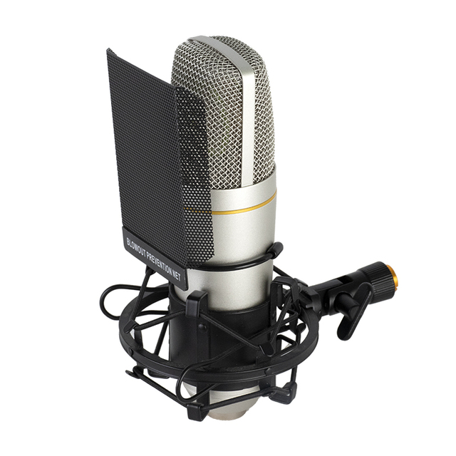 48V Microphone Studio Recording XLR Condenser Microphone with Desktop Stand and Cable for Podcast and Streaming Projects
