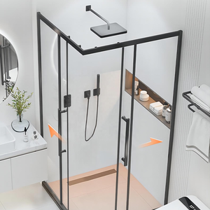 <span class=keywords><strong>Porte</strong></span> de douche <span class=keywords><strong>coulissante</strong></span> en verre d'angle de salle de bain d'hôtel accessoires de salle de douche - Product Image 3