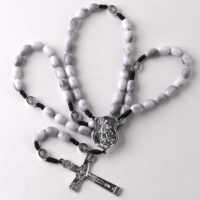 Chapelet en perles pour homme, collier Long avec croix, chapelet chrétien, Saint-Michael, 8x11mm