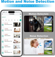 Caméra de sécurité intérieure 2K 3MP, caméra pour animaux de compagnie, caméras WiFi pour la sécurité à domicile, caméra de surveillance de sécurité