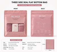 Sac à sous-vêtements personnalisé imprimé avec un design coloré, fenêtre transparente en Mylar, trou de suspension, résistant à l'humidité, fermeture à glissière sur trois côtés