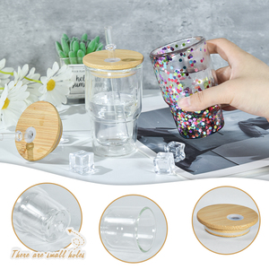 3oz Snow Globe Glass Tumbler With Pre-drilled Hole Blank Sublimation Mini <strong>Shot</strong> Glass Tumbler Cups With Lids and <strong>Straws</strong> - Product Image 4