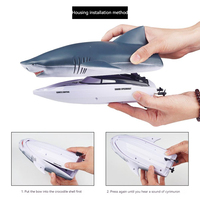 Nouveaux designs 2-en-1 : Bateau télécommandé RC sous-marin requin de course électrique, étanche, haute vitesse, longue autonomie, jouet de simulation