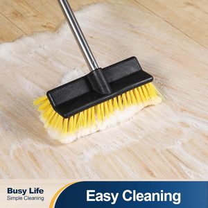 Brosse de nettoyage pour terrasse, sols, avec poils doux et moyens, poignée antidérapante pour le nettoyage des terrasses extérieures, patios, salles de bain, garages et surfaces en béton - Product Image 1