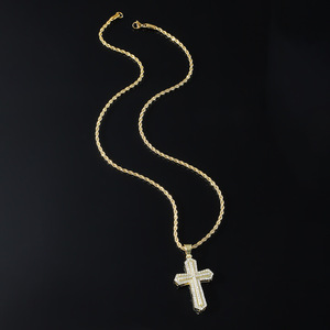New Simple Popular Design Alloy Gold Plated <b>Cross</b> Pendant Necklace Hiphop Stainless Steel <b>Chain</b> Men's Necklaces Fashion Jewelry - Product Image 3