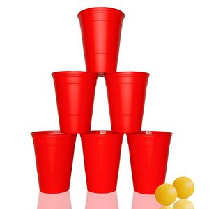Gobelets réutilisables pour Beer Pong, 16 oz, en plastique, avec logo personnalisé, empilables, pour fêtes et stades, gobelets incassables pour Beer Pong, kit - Product Image 4