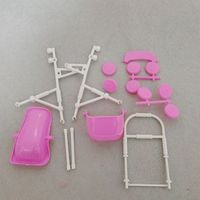EN STOCK maison de poupée accessoires enfants semblant jouer petits jumeaux poussette poupée meubles en plastique rose bébé jouet poupée poussette
