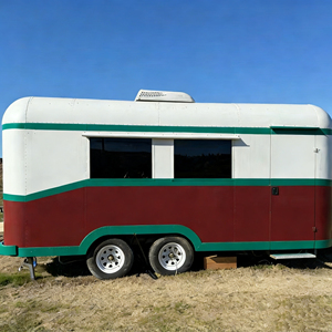 Chariot de restauration mobile rétro blanc et vert en acier inoxydable à 4 roues avec intérieur vide pour la vente de glaces et les événements éphémères - Product Image 1