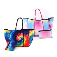 Style personnalisé fait à la main texture marbrée perforé sac de plage en néoprène de mer fourre-tout sac à main sacs d'été en néoprène pour femmes