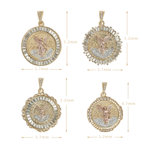 Colgante de diseño, collar de moneda mexicana de 50 pesos, colgante de oro con cristal alrededor de colgantes religiosos simples, aleación de cobre AP148 - Product Image 2