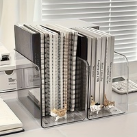 Serre-livres en acrylique transparent, organisateur de livres et de dossiers de bureau, porte-documents transparent, étagère de bureau et support de rangement pour le bureau