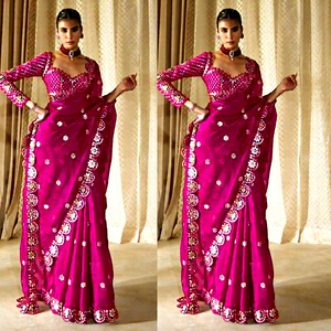 Sari en Georgette de créateur indien, dernière collection exclusive, pour mariages et fêtes, séchage rapide, toutes saisons, pour femmes - Product Image 5