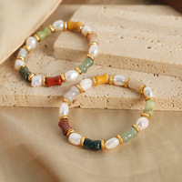 Pulseras de Perlas de Agua Dulce Barrocas con Piedras Naturales Hechas a Mano, Estilo Vintage de Lujo Ligero, Chapadas en Oro de 18K y Acero Inoxidable Bingxin