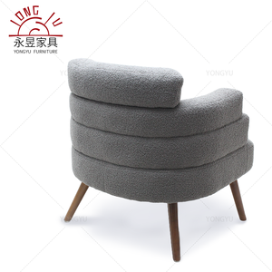<span class=keywords><strong>Fauteuil</strong></span> contemporain en <span class=keywords><strong>tissu</strong></span> Teddy <span class=keywords><strong>gris</strong></span> Pieds en bois Chaise de canapé simple rembourrée confortable Chaise de salon <span class=keywords><strong>scandinave</strong></span> moderne - Product Image 5