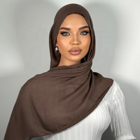 Luxueux Hijab Musulman en Modal, Foulard Long Marron Uni Doux pour Femme, Vente en Gros 100% Rayonne et Modal