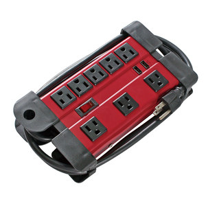Nhiệm Vụ Nặng Nề 8 Outlet Power Strip 6ft Mở Rộng Dây 2700 Joules Bảo Vệ Tăng Màu Đỏ Công Nghiệp Kim Loại Rộng Khoảng Cách Cho Các Hội Thảo - Product Image 1