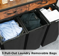 Panier à linge sale personnalisé d'usine rangement de vêtements panier à linge portable autonome panier à linge à deux sections avec étagère