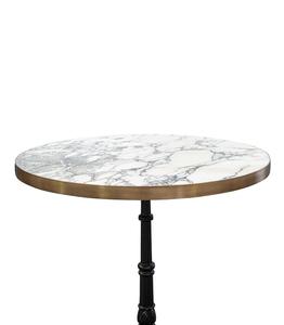Round <b>White</b> Marble Sintered Stone <b>Table</b> Top with Stainless Steel Edge | Luxury Commercial Tabletop Wholesale - Product Image 2