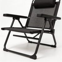 Chaise pliante d'extérieur moderne et légère avec logo personnalisé, 6 positions, accoudoirs en plastique confortables et poches de rangement