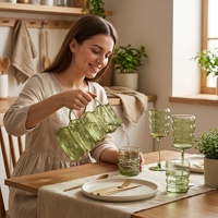 Ensemble de carafe et de verres à boisson froide en forme de gourde, réutilisables et personnalisables, de style moderne, vente en gros Lefu