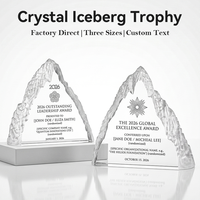 Trophée en cristal haut de gamme en forme de sommet de montagne, 3 tailles disponibles, grande surface de gravure, récompense pour les réalisations professionnelles