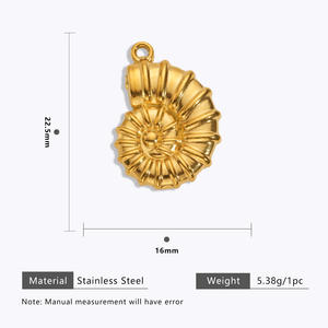 HB565 En gros Breloques en acier inoxydable Série Or 18K, motifs Poisson de mer, Soleil océanique, Hippocampe, Accessoires de bijouterie élégants et tendance - Product Image 5