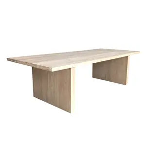 MRS WOODS New Design Modern Rectangle Wooden Office Desk Formal Corner Teak Dining Table