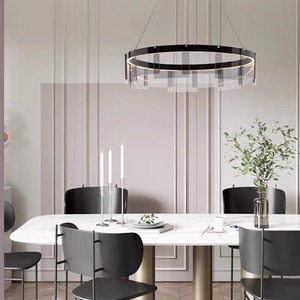 Nordic Style Cross-Border LED Chandelier for Living <b>Dining</b> Room Minimalist Geometric Bedroom <b>Light</b> Curved Glass Ring for Villas - Product Image 5