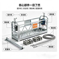 Plateforme élévatrice/suspendue électrique moderne ZLP-630 en alliage d'aluminium et acier galvanisé, capacité de charge 630 kg