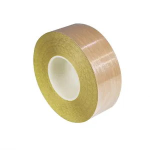 Ptfe Coated Glass Fabric With Yellow Release Paper ptfe fiberglass Fabric adhesive tape