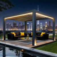 Pergola bioclimatique moderne 3x3 6x7, imperméable, pour jardin extérieur, en aluminium, avec toit à lames orientables motorisé, gazebo, arbor.