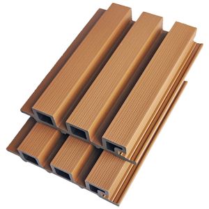 Revestimiento de pared exterior moderno WPC Decking 3D en relieve ignífugo absorbente de sonido a prueba de humedad hoteles plástico compuesto de madera - Product Image 3