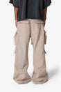 Pantaloni <span class=keywords><strong>Cargo</strong></span> <span class=keywords><strong>Beige</strong></span> da Uomo con Tasche Multiple, Pantaloni Casual Larghi con Coulisse e Gamba Larga - Product Image 4