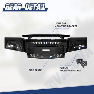 Winjet nhiệm vụ nặng nề mô-đun 3 mảnh Combo 4 mảnh kết hợp thép tích hợp màu đen phía trước Bumper <span class=keywords><strong>Kit</strong></span> cho Silverado 1500 2019-2023 - Product Image 3