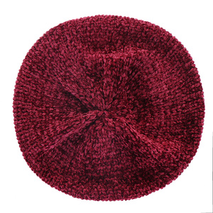 HZM-22355 fil de chenille fil de polyester béret chapeau en tricot pour <span class=keywords><strong>femme</strong></span> béret tricoté fantaisie - Product Image 3