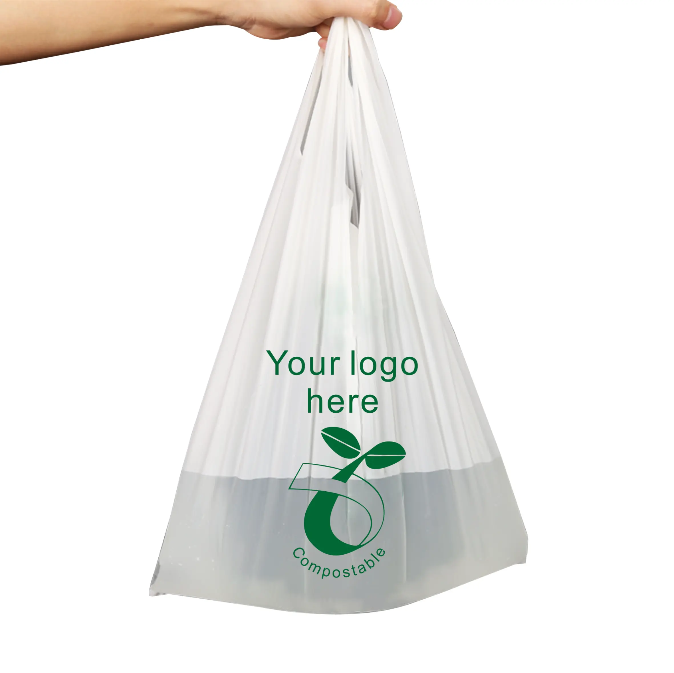 Custom Print Logo 100% Pla PBAT Biodegradable Cornstarch Retail Shopping Eco Friendly T-shirt dissolvable Plastic Bags
