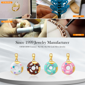 Neuheiten 1000S AU585 Schmuck 14K Massivgold Donut-Anhänger Halskette 14k Echtgold Trendiger Stil Von Drittanbietern Zertifiziert - Product Image 4