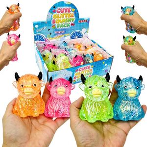 Jouet Squishy Vache des Highlands Scintillante en Forme de Vache Mignonne, Pack de Vaches des Highlands Souples et Extensibles, Jouet Sensoriel Anti-stress en Gelée - Product Image 1