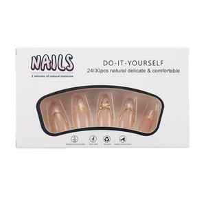 <span class=keywords><strong>Uñas</strong></span> Postizas de Acrílico Reutilizables con Diseño de Lazo Dorado y Mármol, Color Nude, <span class=keywords><strong>para</strong></span> Mujer - Product Image 6