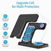 Station de charge sans fil rapide et flexible, support de chargeur de téléphone magnétique, pliable, portable, 15W QC2.0 Type-C pour 3 1 ABS