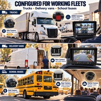 Système de caméra de véhicule 4CH AI BSD avec écran tactile IPS 10,1 pouces 1920*1080, caméras AHD IP69K, enregistrement DVR et alarme pour camions, bus et flottes