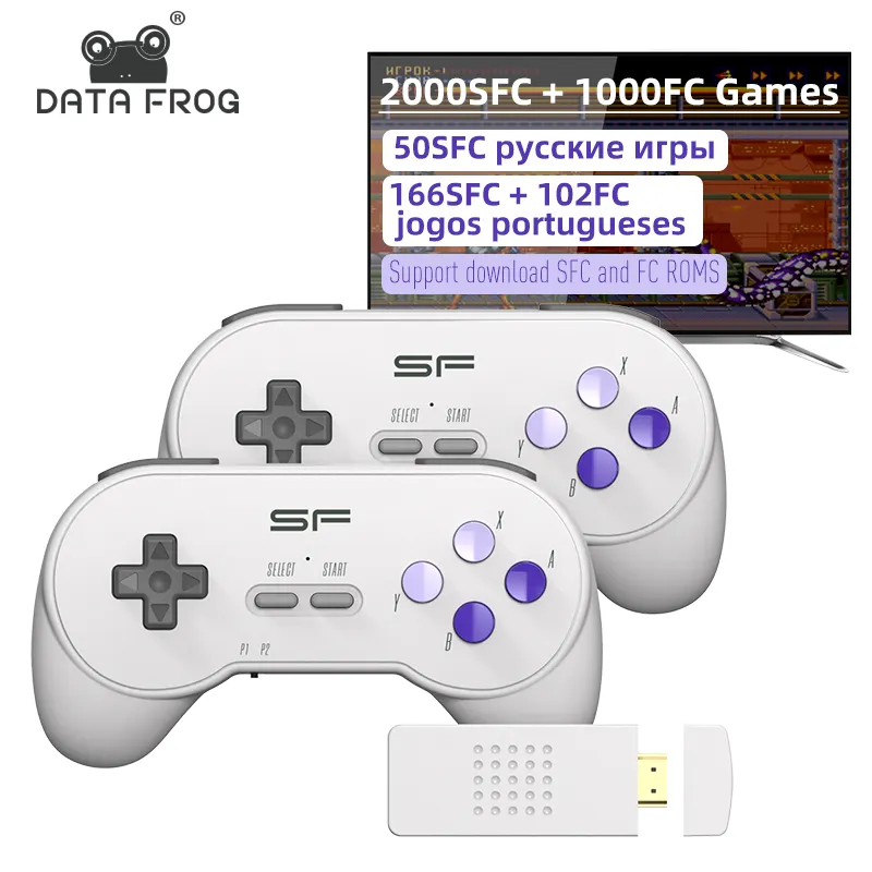 Data Frog Y2 SF 3000 + giochi Dandy Stick Console Video Wireless HD Out per Console di gioco retrò SFC/SNES