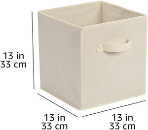 Beige 13 \ "<span class=keywords><strong>X</strong></span> 13 \" <span class=keywords><strong>X</strong></span> 13 \ "Cubo de almacenamiento de tela plegable Organizador de contenedores con asas Robusto, Beige, paquete de 6 - Product Image 2
