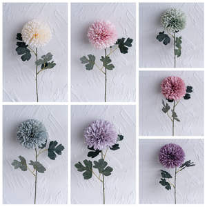 Bola de crisantemo artificial, flor de simulación, fabricante de ramos de boda, decoración del hogar, guía floral para paredes. - Product Image 3