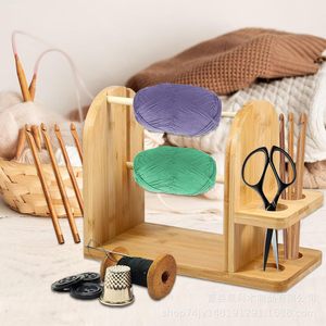 Organizador de Hilos de Bambú de 2 Niveles, Soporte para Ganchillos, Organizador de Escritorio para Suministros de Tejido y Manualidades - Product Image 3