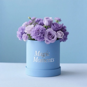 Recyclable Custom Popular Hug Bucket Pure White Pink Cardboard <b>Round</b> Cylinder Flower <b>Box</b> for Bouquet Packaging <b>Gift</b> Jewelry <b>Box</b> - Product Image 3