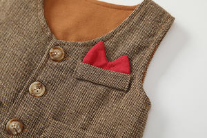 Traje de bebé de tres piezas de estilo occidental de Inglaterra 0-12 meses y 1 año Conjuntos de ropa de bebé Vestidos Para Bebe - Product Image 5