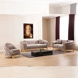 luxury modern design velvet fabric 1+2+3 love seat three seat living room sofa set for home furniture