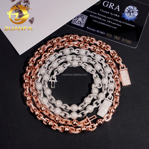 Drop Shipping 8mm popolare stile Hip Hop gioielli ghiacciati fuori 925 <span class=keywords><strong>argento</strong></span> massiccio uomo VVS1 Moissanite diamante Infinity Bead catena sfera - Product Image 1