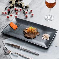 Assiette en céramique noire rectangulaire de haute qualité japonaise Bar Hotel Restaurant Home Sushi Fish Assiette en porcelaine